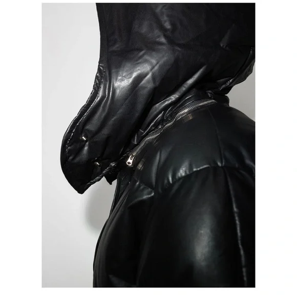 LVIR Hooded Leather Puffer Coat Size M - Picture 5 of 15